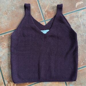 Crochet Knit Eggplant Purple Tank Top